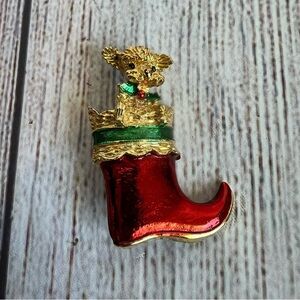 GERRY’S Vintage Christmas Stocking Puppy Brooch